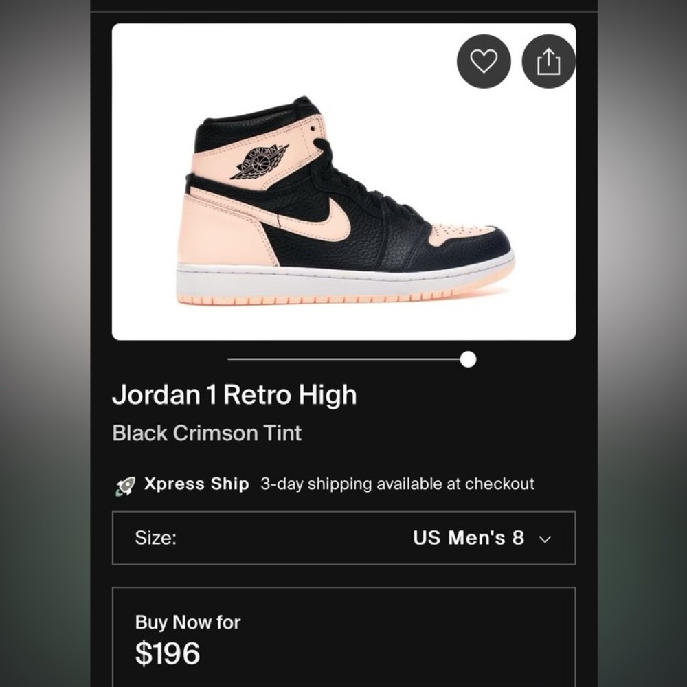 Jordan 1 Retro High
Black Crimson Tint